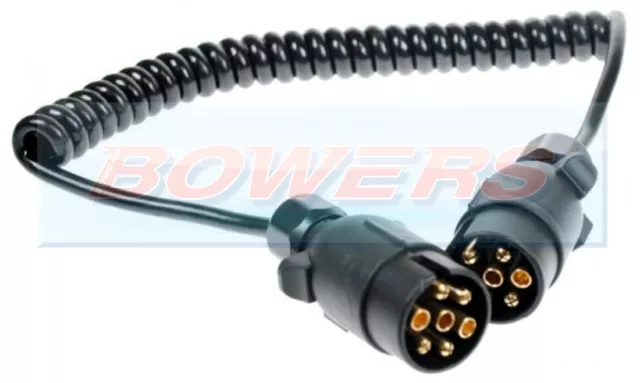 12N 7 Pin Plug 1.5M Trailer Lighting Towing Coiled Curly Connecting Cable Lead