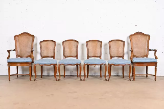 1960s Kindel Furniture French Louis XVI Carved Cherry Wood Cane Dining Chairs-6 1960s Kindel Furniture French Louis XVI Carved Cherry Wood Cane Dining Chairs-6