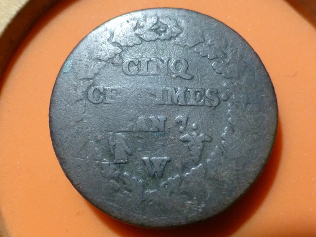 5 Centimes - Dupre - L'an 7/5 W - Rare & Qualite Tb- !