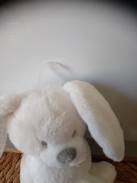 Doudou lapin blanc gris mouchoir Mon Petit Cœur Pommette + cadeau 2