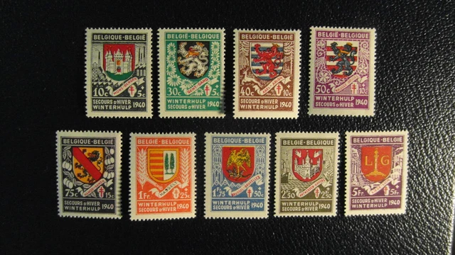 Belgien : 1940 " Winterhilfe " Mi-Nr 535-543 postfrisch mit Erstfalz ! TOP !