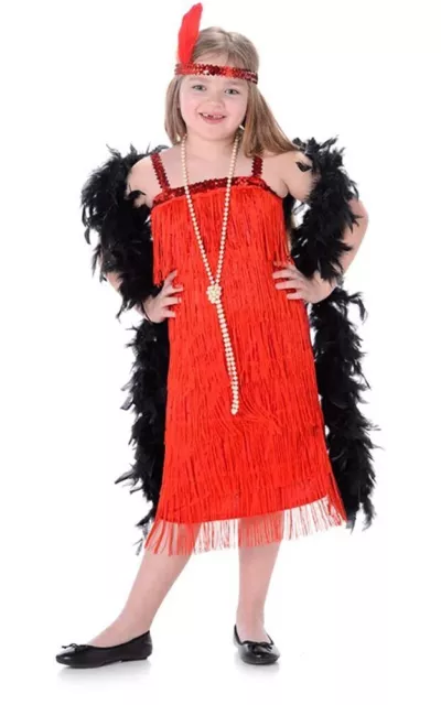 1920S Red Flapper Charleston Great Gatsby Child Girls Fancy Dress Costume