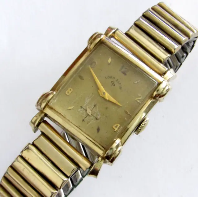 VINTAGE LORD ELGIN Men's Wristwatch 21 jewels 14K gold filled case RUNS ...