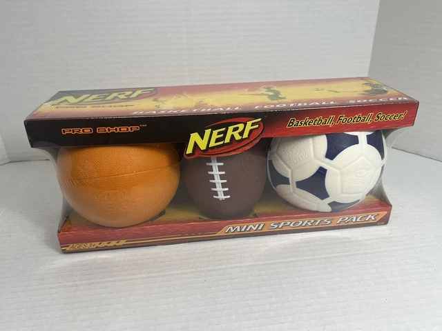 New Nerf Pro Shop Mini Sports Pack Basketball Football Soccer Ball Foam Balls