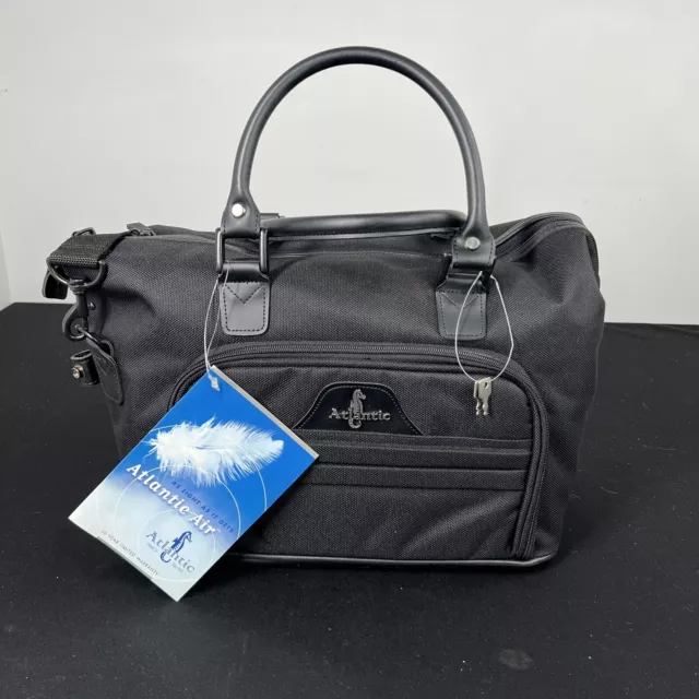 Atlantic Air Luggage Black Cosmetic Tote Travel Bag Carry On Shoulder Strap NEW
