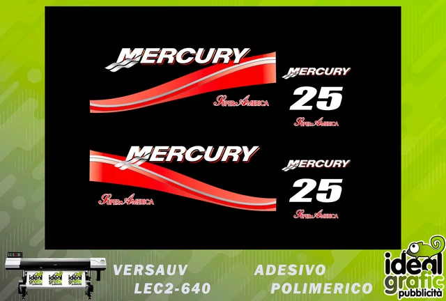 kit adesivi calandra motore fuoribordo mercury 25 cv super america rosso