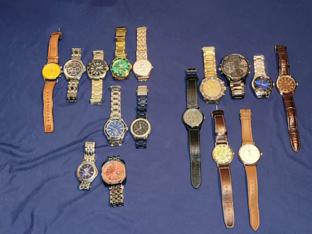 16 Watch Lot Mens - Detomaso Diesel Polo Caribbean Unlisted Beene Some Working