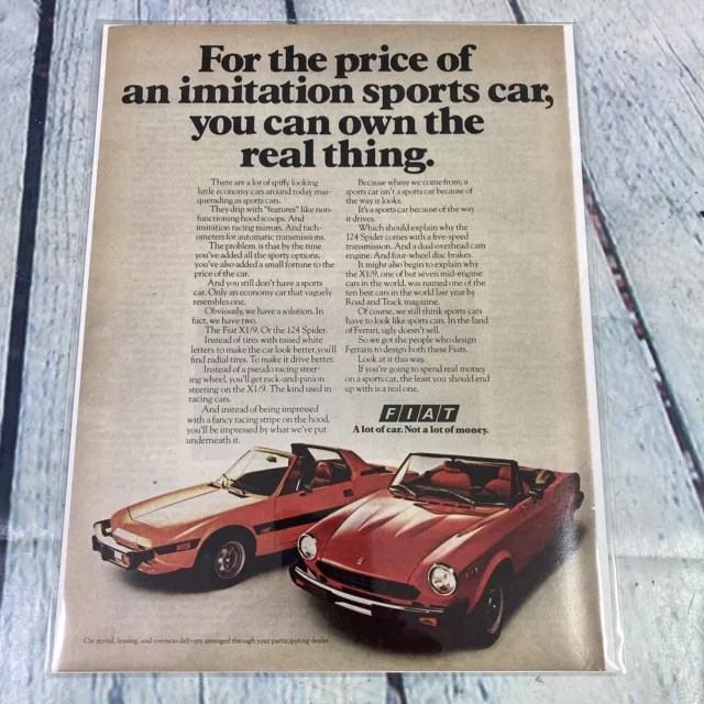 Vtg 1976 Fiat Car Automobile Print Ad Genuine Magazine Advertisement Ephemera