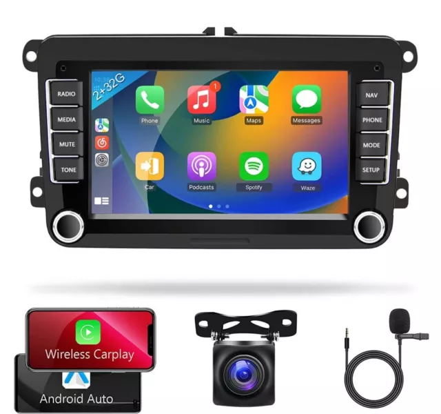 For VW Volkswagen CC Passat 7" Carplay Android 11 Car Stereo GPS Navi Radio +CAM