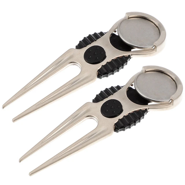 2 Pcs Decorative Divot Tool Green Fork Outdoor Decor Portable