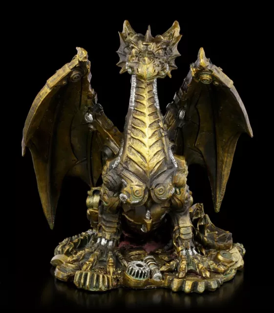 Steampunk Drachen Figur - Infinity Life - Fantasy Gothic Wächterdrache Skulptur 3
