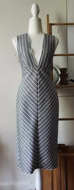 Acler White/Grey Stripes Skin Thigh Formal Dress Sz 6 BNWT