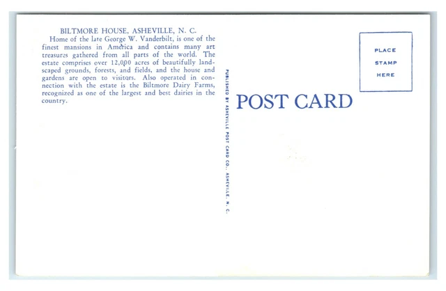 Postcard Airplane View of Biltmore House, Asheville NC linen X16 2