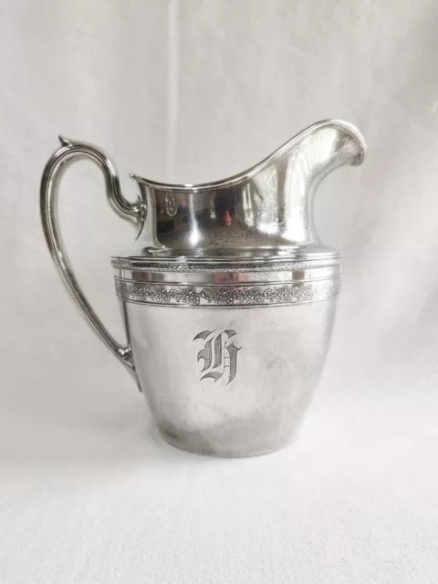 Vintage Gorham Sterling Silver Pitcher 4 Pints Monogram "H" Engraved Floral Etch