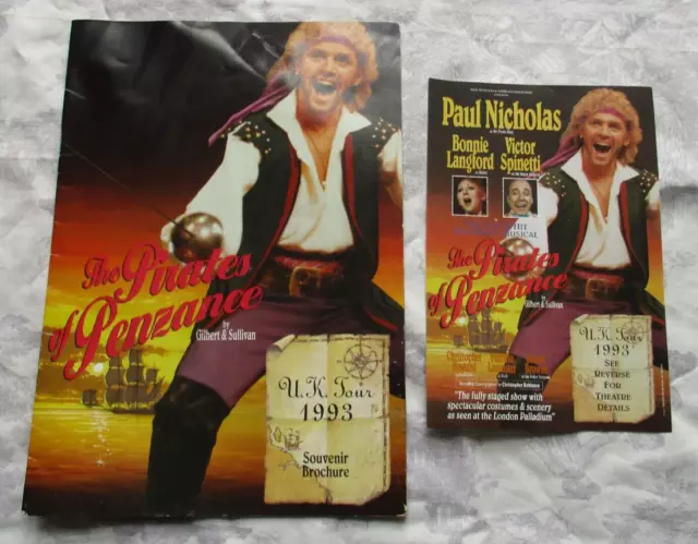 Pirates of Penzance Souvenir & Flyer:Paul Nicholas Bonnie Langford Victor Spinet
