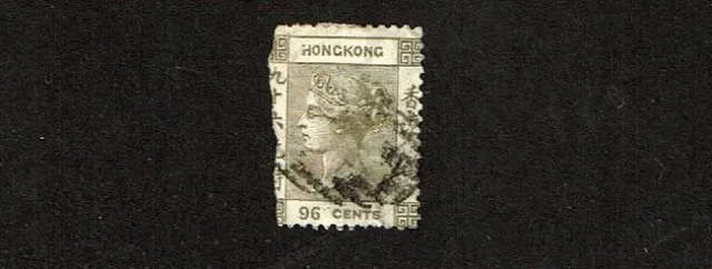 1863-Hong Kong Great Britain 96c Gray VICTORIA Sc#24 Used Trimmed