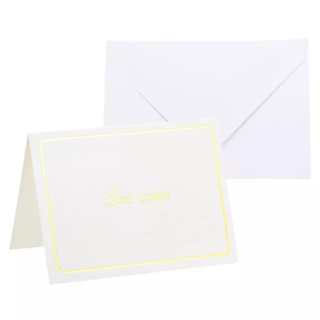 "BEST WISH" Blank Greeting Cards,12Pcs Blank Card, Gold Tone White with Envelope