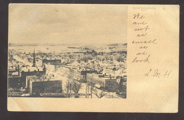 Candaigua New York Ny Birdseye View Downtown Vintage Postcard 1905