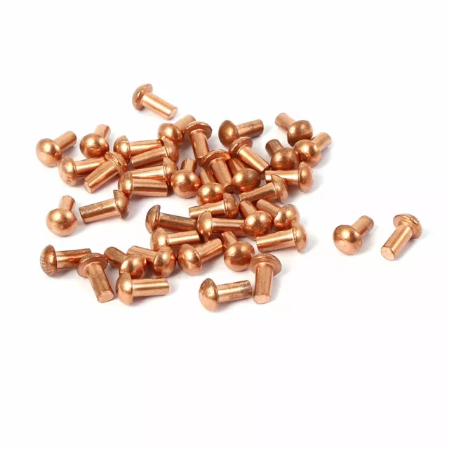 3MM X 6MM Tête Ronde Cuivre Massif Rivets Attaches Hardware Ton Or