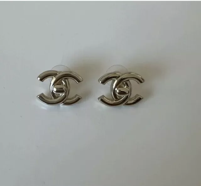 CHANEL STUD DOUBLE C earrings authentic $420.00 - PicClick