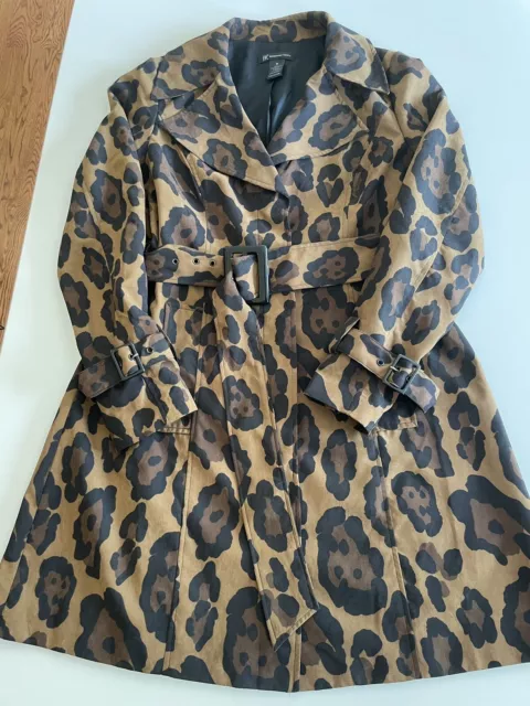 INC International Concepts Leopard Trench Coat Size M