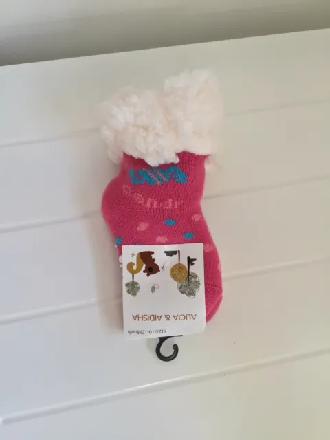 Thick Pink Socks Baby Girl / Toddler Warm Pair Anti-Slip Size - 0-12 Months