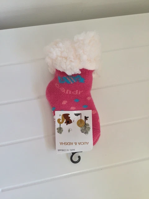 Thick Pink Socks Baby Girl / Toddler Warm Pair Anti-Slip Size - 0-12 Months