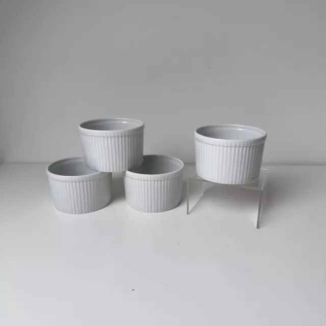 Pillivuyt France Porceline White Ribbed Ramekins 051 Set of 4 Baking Cooking