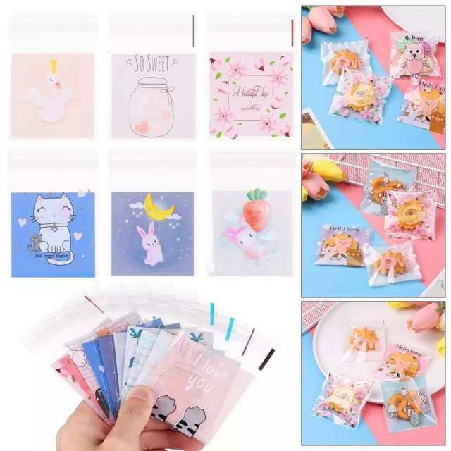 Wedding Favors Plastic Cookie Pocket Candy Bag Self-Adhesive Cute Bow Design