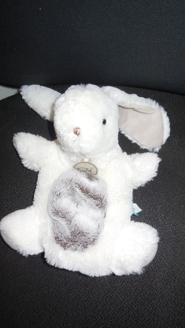 doudou marionnette lapin blanc marron chiné Les Flocons BABY NAT
