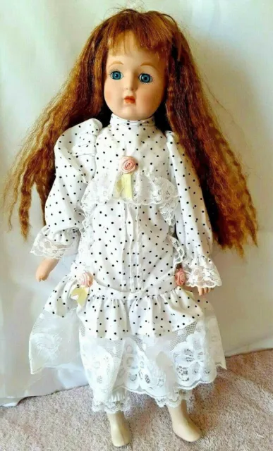 Vintage Heritage Mint Collection ~ 15" Porcelain Doll Crimped Hair Cotton Dress