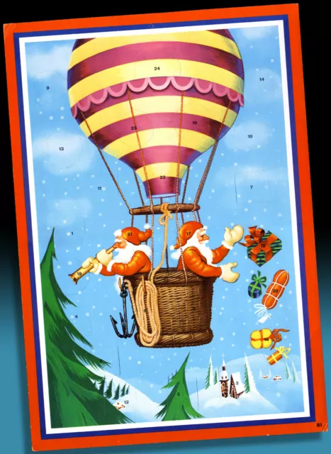 ALTER ADVENTSKALENDER NIKOLAUS IN BALLON WUNDERSCHÖNES MOTIV 60er/70er evtl. DDR