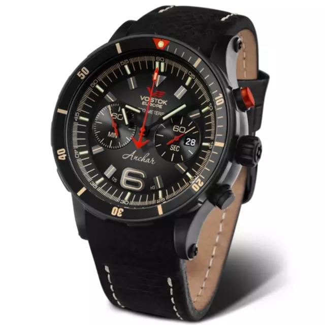 Vostok-Europe Anchar Dive Chrono Black Red Watch - Brand New