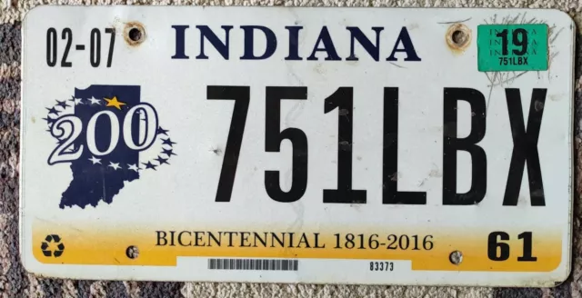 Genuine Vintage Indiana Bicentennial American USA Car Number Licence Plate 2