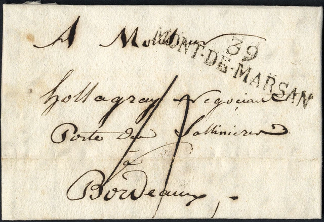 France; "MONT-DE-MARSAN", department L2 by letter 1816 to Bordeaux