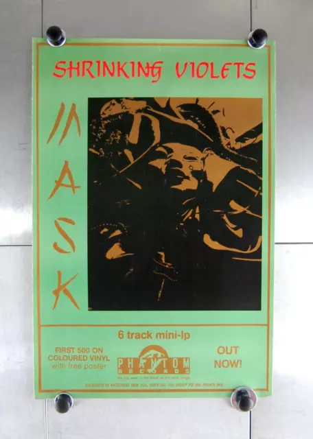 Vintage Shrinking Violets Mask Music Band Poster 1988 18" x 27" Rock Australia