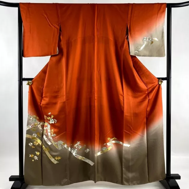 Japanese kimono  "TUKESAGE" Gold /Silver threads, Foil, Ribbon,L5' 4"...3312