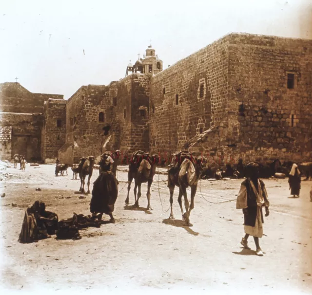 Palestina Betlemme Cappella Da La Nativité c1920 Foto Placca Stereo Vintage