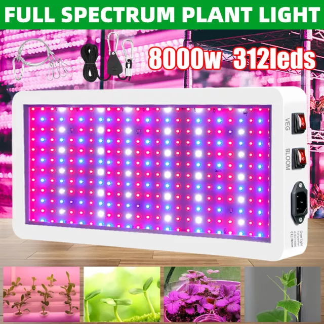 8000W Grow Light Indoor LED Hydroponic Full Spectrum Flower Veg Plant Lamp Panel