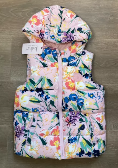 Ted Baker girls Pink Floral Hooded Gilet age 4-5 years