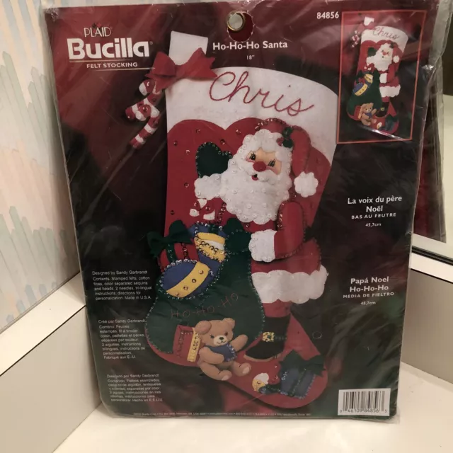 Plaid Bucilla Ho Ho Ho Santa felt stocking kit 18” Christmas Santa