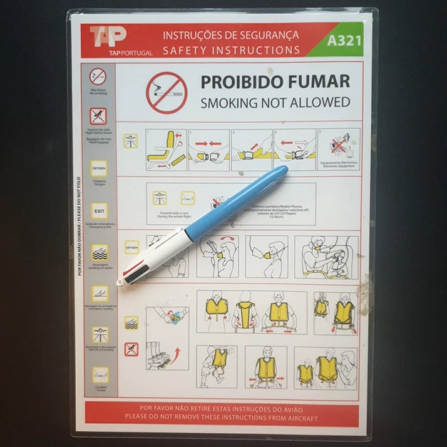 TAP AIR PORTUGAL airlines Airbus A321 safety card 08/05 EUR 5,90