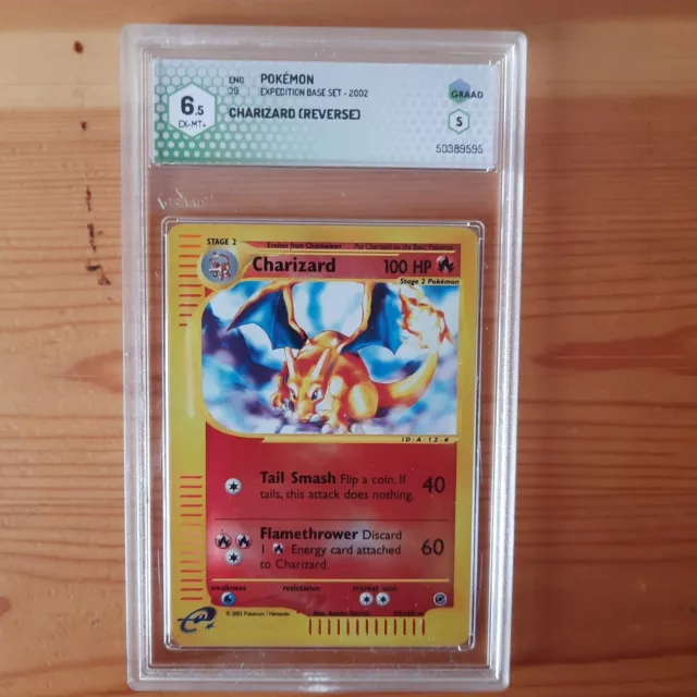 Charizard Reverse Holo, Expedition 39/165, Eng, GRAAD 6.5 PSA Equivalent,  2002