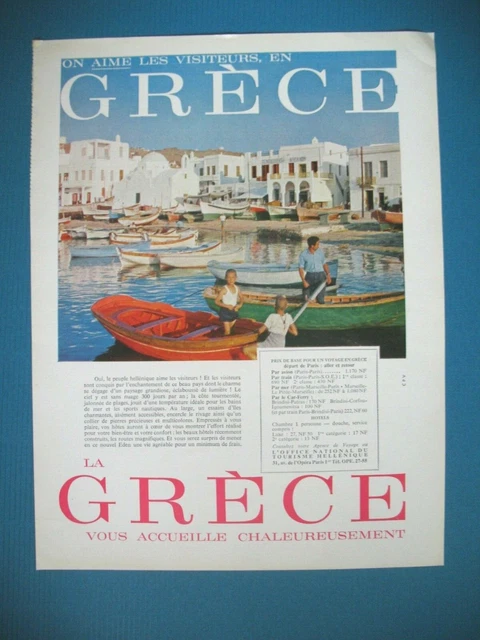 Publicite De Presse La Grece Vous Accueille Chaleureusement Tourisme Ad 1960