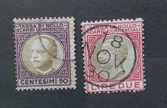 Timbre Italie VEIII.Tassa di Bollo Lot 50 cent 2 Lire Utilisé