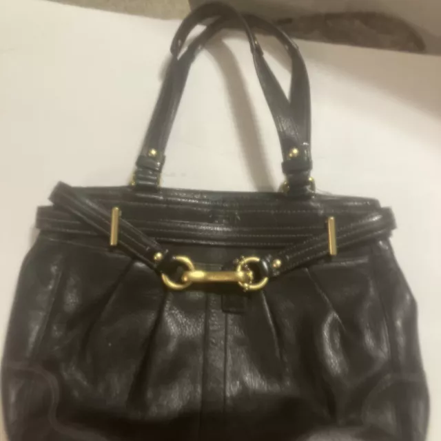 COACH black Pebbled Leather pleated tote H1073 - F12476 Hamptons carryall