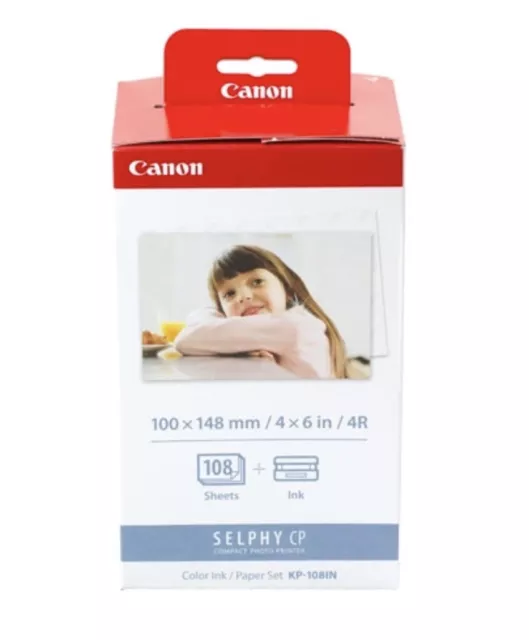 Canon Selphy KP-108IN Color Ink Paper Set 108 4x6 Sheets with 3 Toners 3115B001