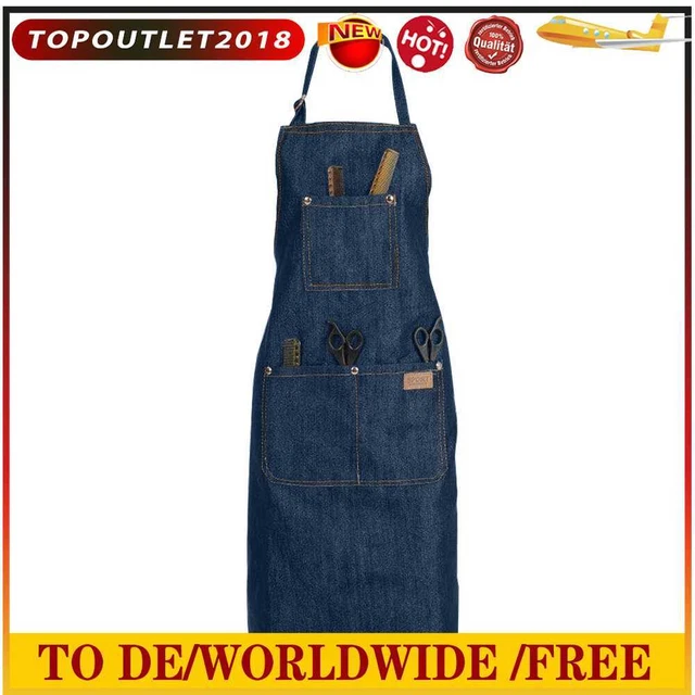 Unisex Hanging Neck Hotel Restaurant Cafe Barber Shop Bakery Waiter Denim Apron