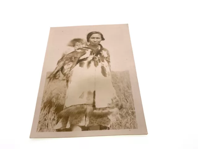 Antique RPPC Native American REAL PHOTO POSTCARD Eskimo Women With Child Nome AK 3