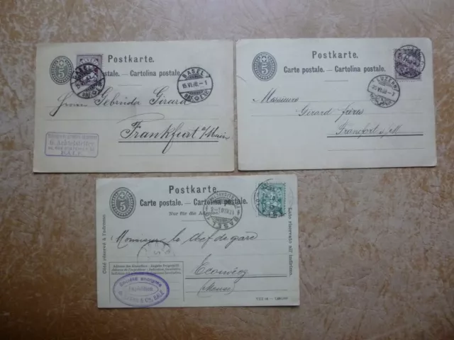 3 cartes postales de Suisse vers 1900